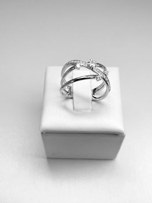 Anello Fascia Mix con Diamanti