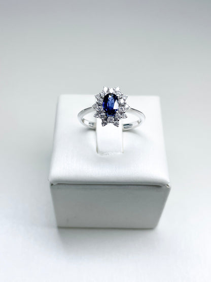 Anello Lady Diana con Zaffiro e Diamanti