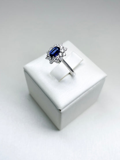 Anello Lady Diana con Zaffiro e Diamanti