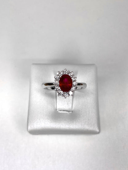 Anello lady Diana con Rubino e Diamanti