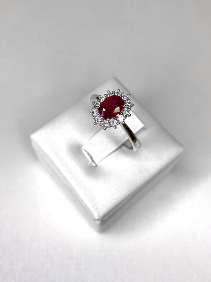 Anello lady Diana con Rubino e Diamanti