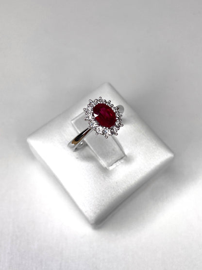 Anello lady Diana con Rubino e Diamanti