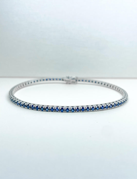 Bracciale Tennis in Oro bianco e Zaffiri