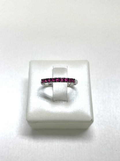 Anello Riviere oro Bianco e Rubini