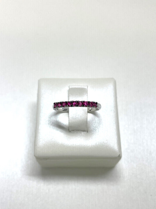 Anello Riviere oro Bianco e Rubini