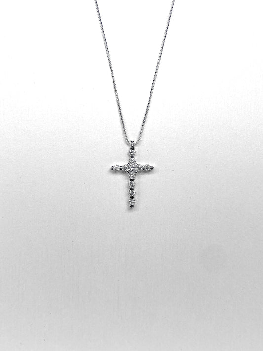 Pendente Croce in oro Bianco e Diamanti